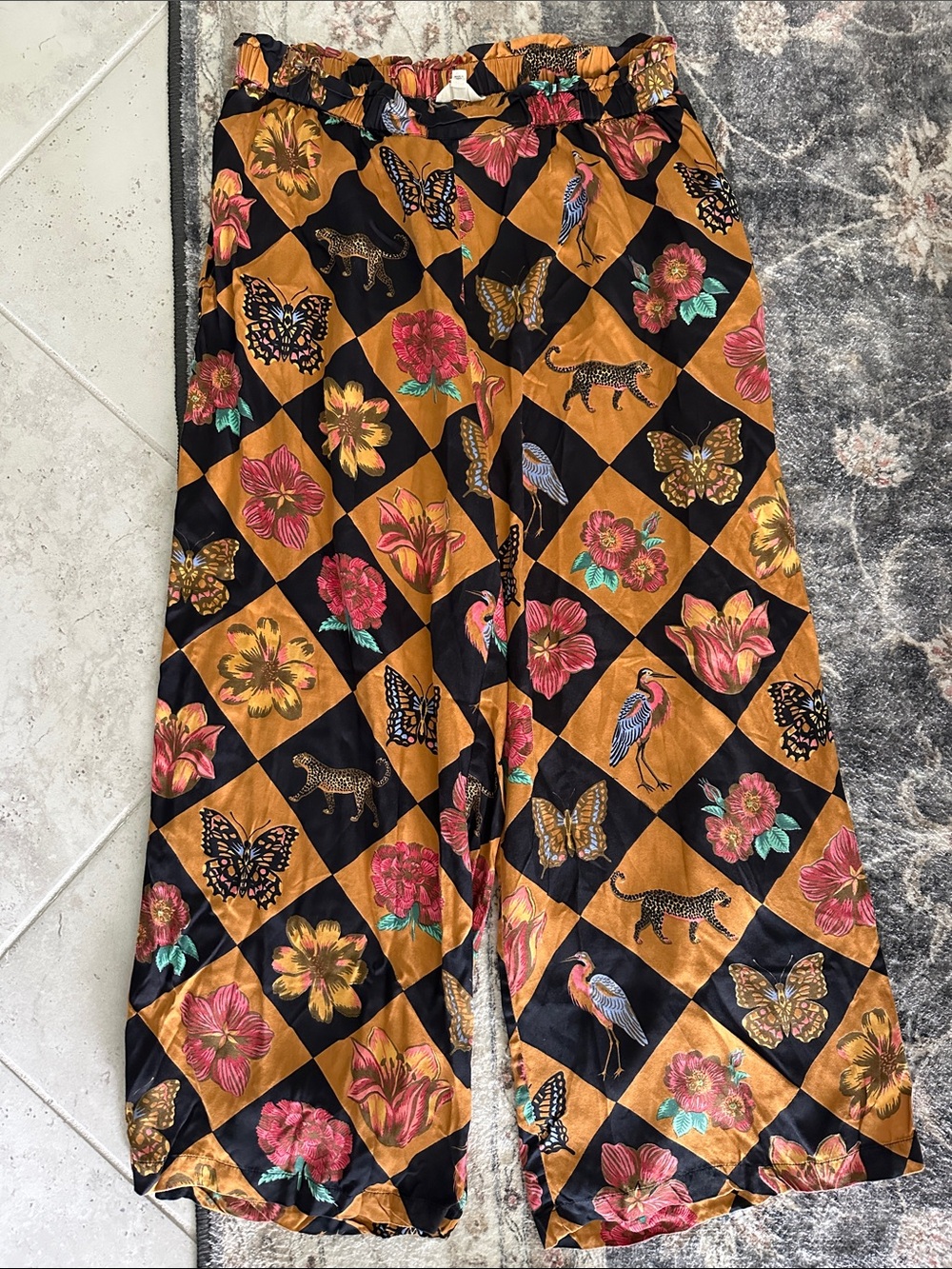 Printfresh Botanical Checkboard Wide-Leg Pants - Picture 7 of 7